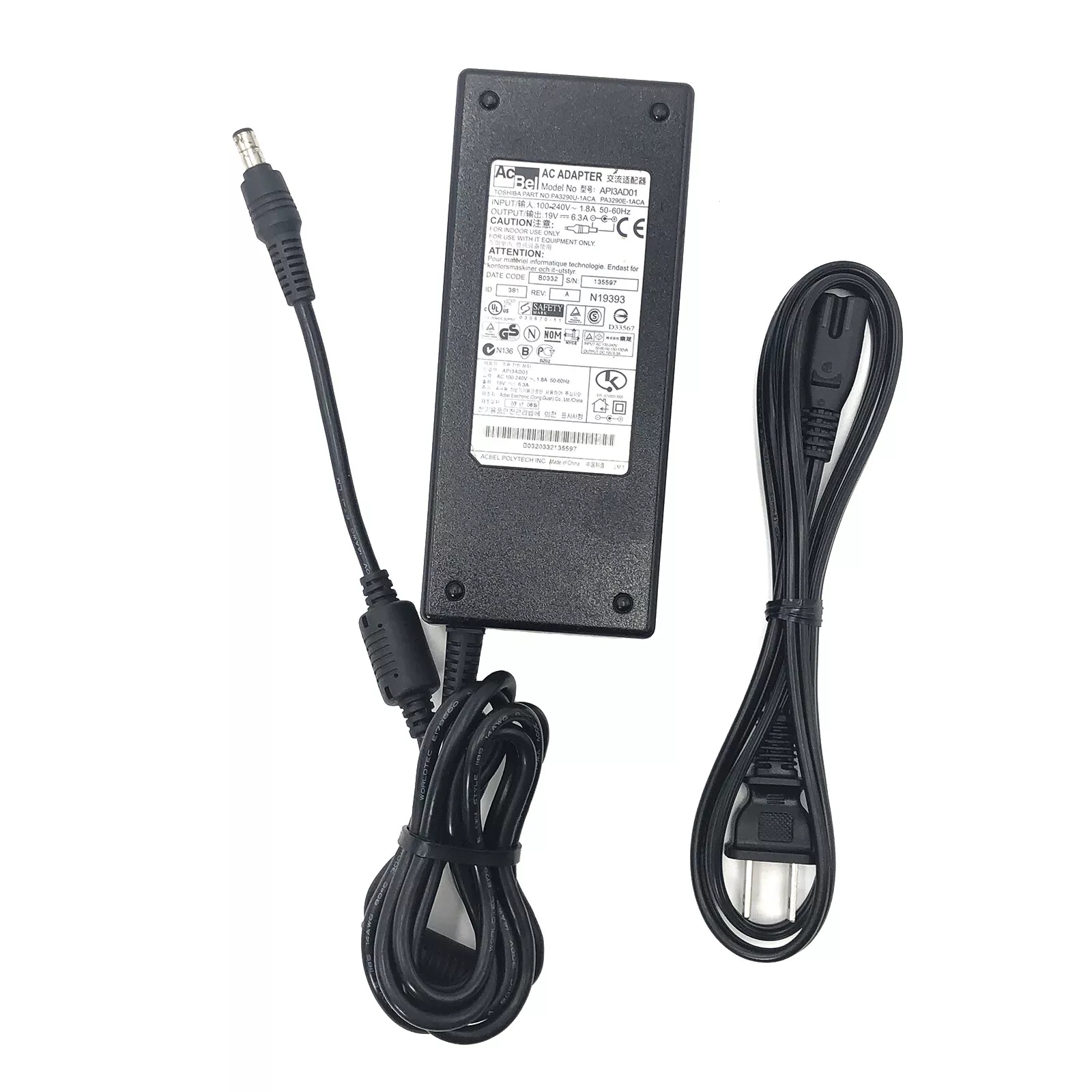 *Brand NEW*Genuine AcBel API3AD01 19V 6.3A 120W AC Adapter Power Supply - Click Image to Close